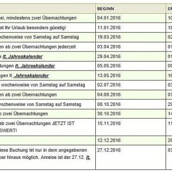 16.10.2015 Die Buchungssaison 2016 ist eröffnet!